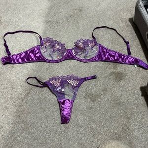 Shein Purple Floral Lingerie Set